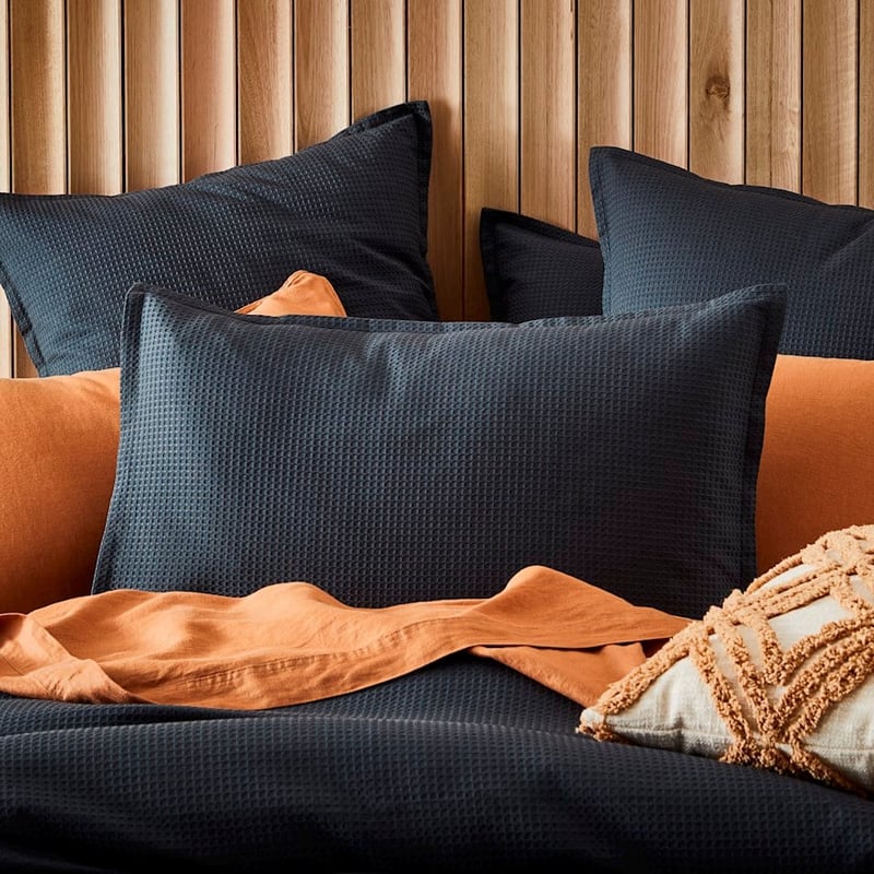Berlin Waffle Charcoal Quilt Cover Set + Separates
