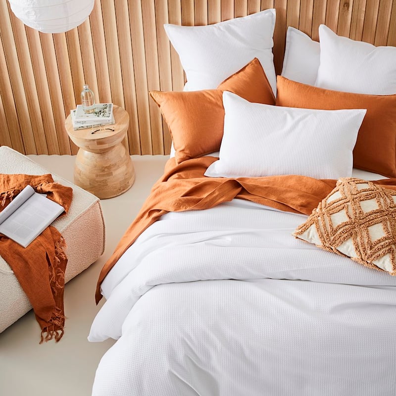Berlin Waffle White Quilt Cover Set + Separates