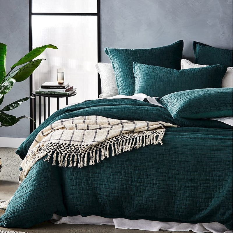 Mila Matelasse Bottle Green Quilt Cover Separates