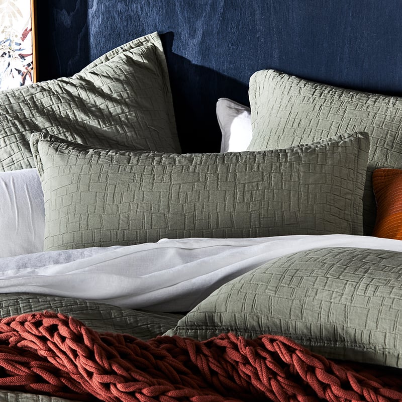 Mila Matelasse Soft Khaki Quilt Cover Separates