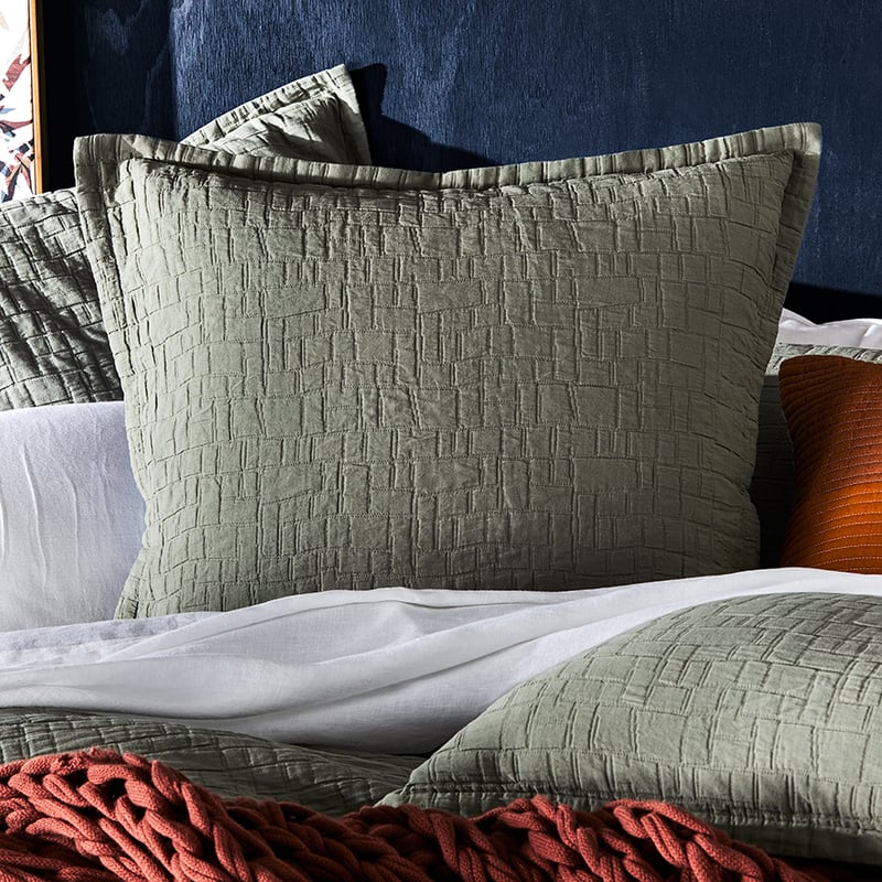Mila Matelasse Soft Khaki Quilt Cover Separates