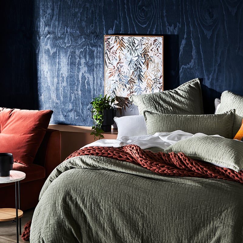Mila Matelasse Soft Khaki Quilt Cover Separates