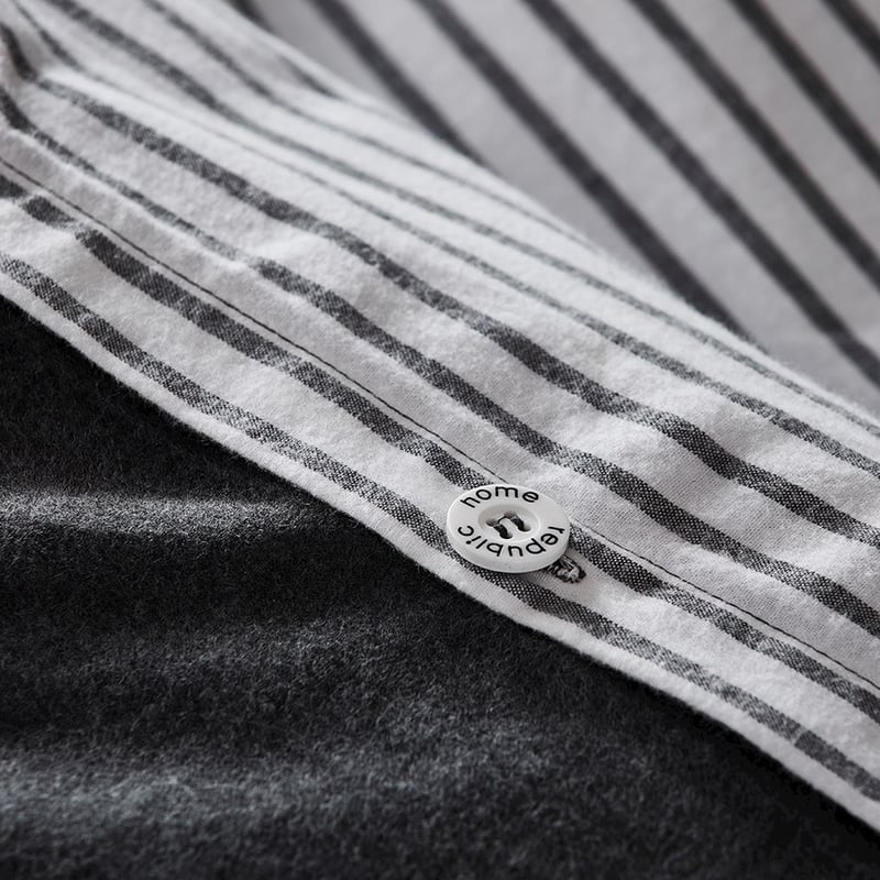 Super Soft Brushed Flannelette Charcoal Stripe Queen Quilt Cover Separates