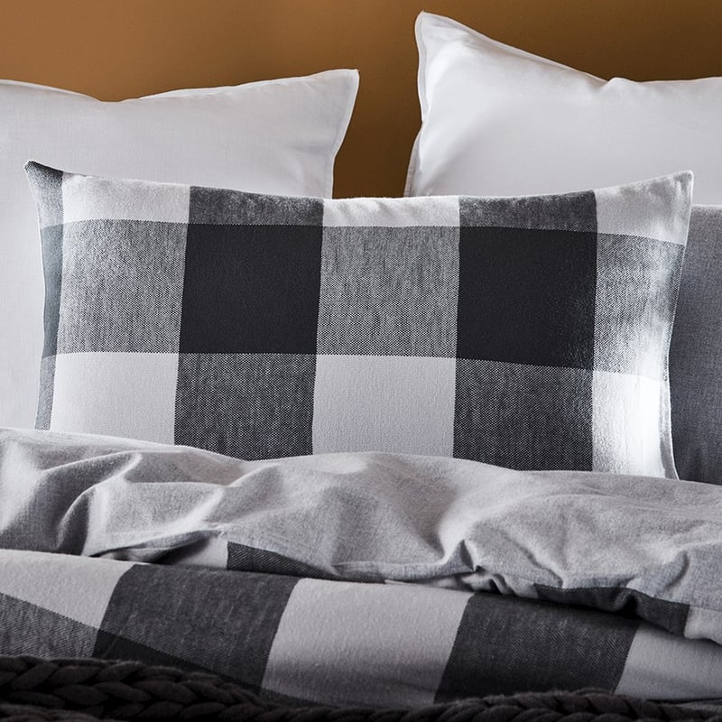 Super Soft Brushed Flannelette Silver Check Queen Quilt Cover Separates