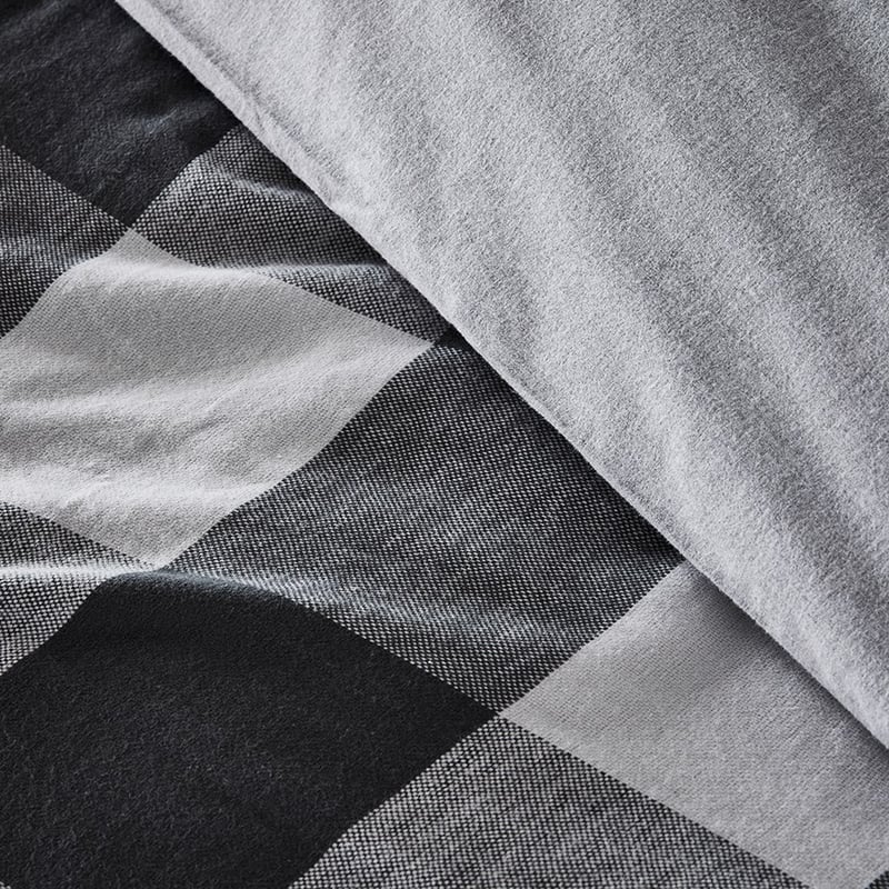 Super Soft Brushed Flannelette Silver Check Queen Quilt Cover Separates