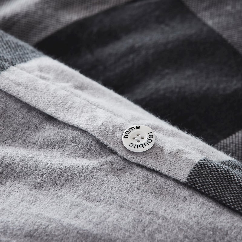 Super Soft Brushed Flannelette Silver Check Queen Quilt Cover Separates