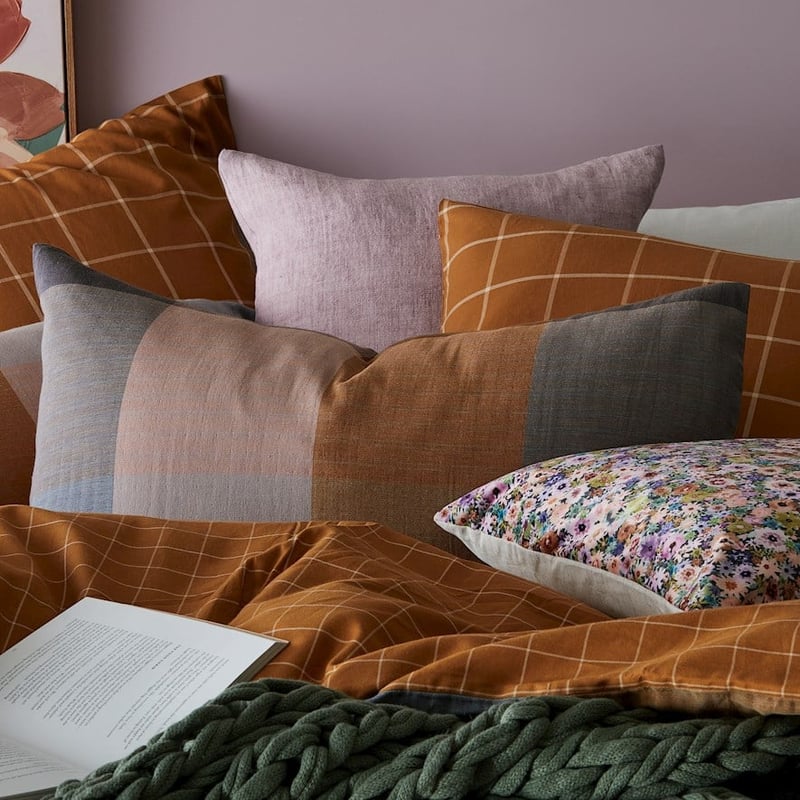 Oban Check Cinnamon Quilt Cover Set + Separates