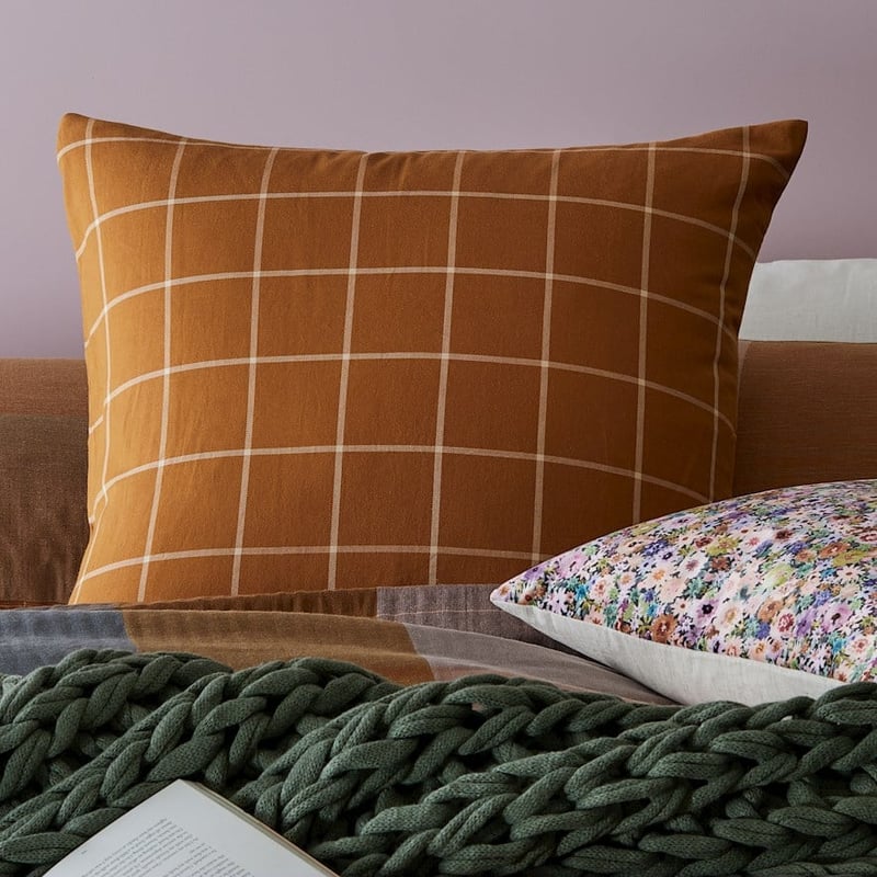 Oban Check Cinnamon Quilt Cover Set + Separates