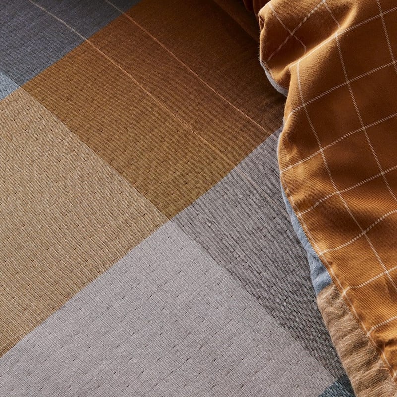 Oban Check Cinnamon Quilt Cover Set + Separates