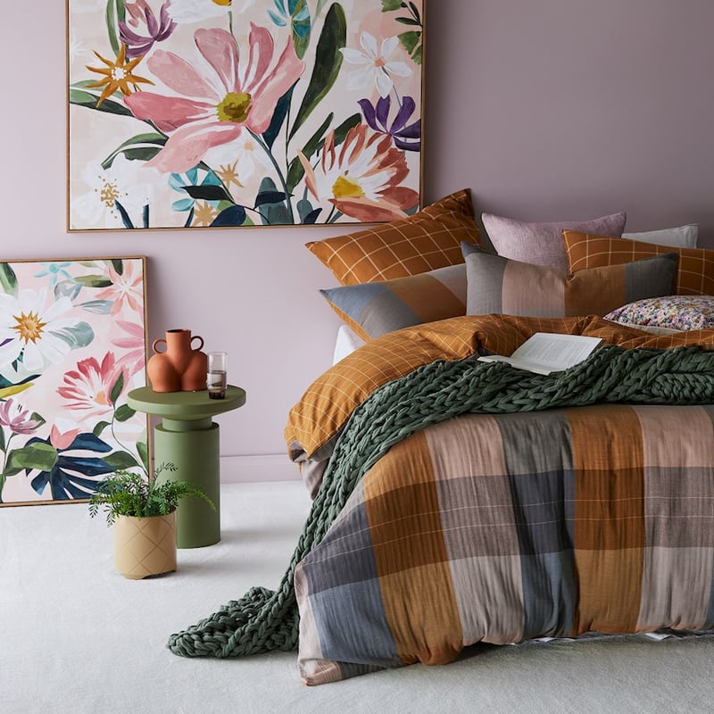 Oban Check Cinnamon Quilt Cover Set + Separates