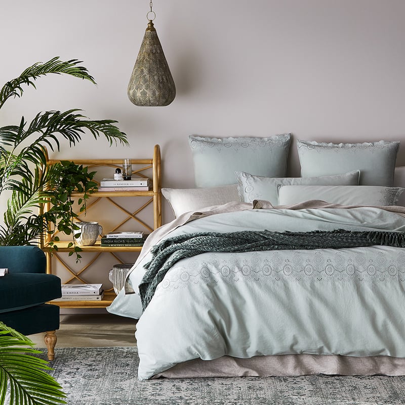 Broderie Vintage Green Quilt Cover Set + Separates