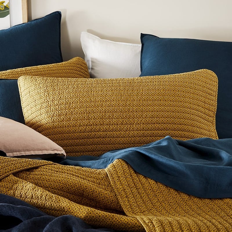Camden Mustard Floral Quilted Coverlet Separates