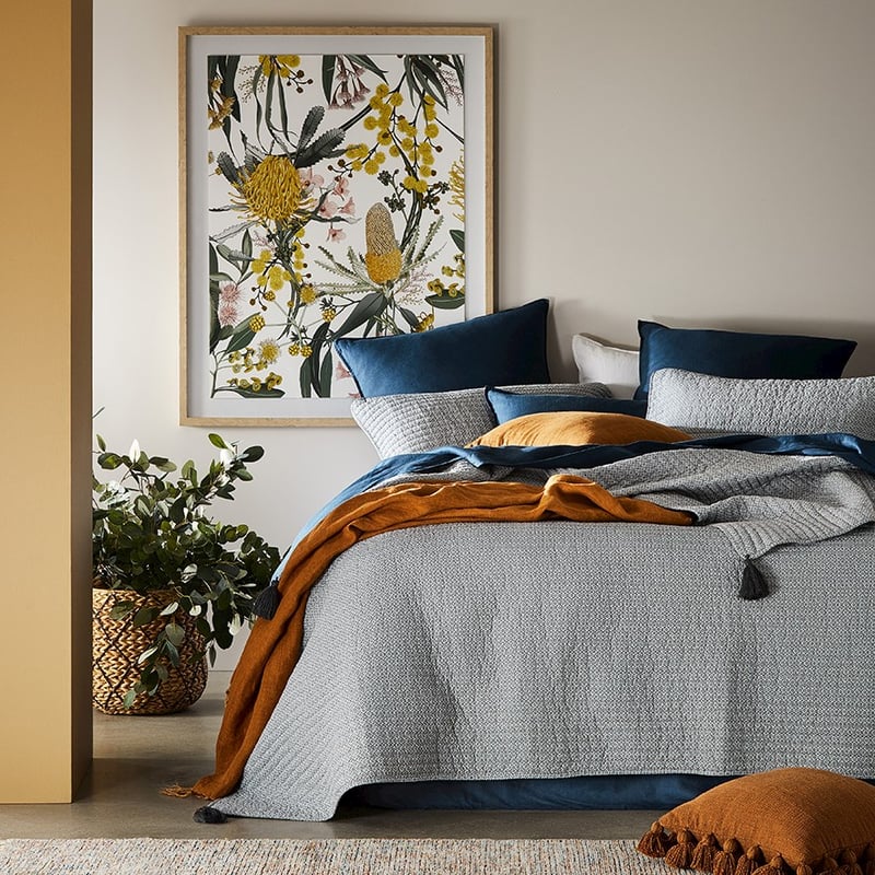 Camden Silver Floral Quilted Coverlet Separates