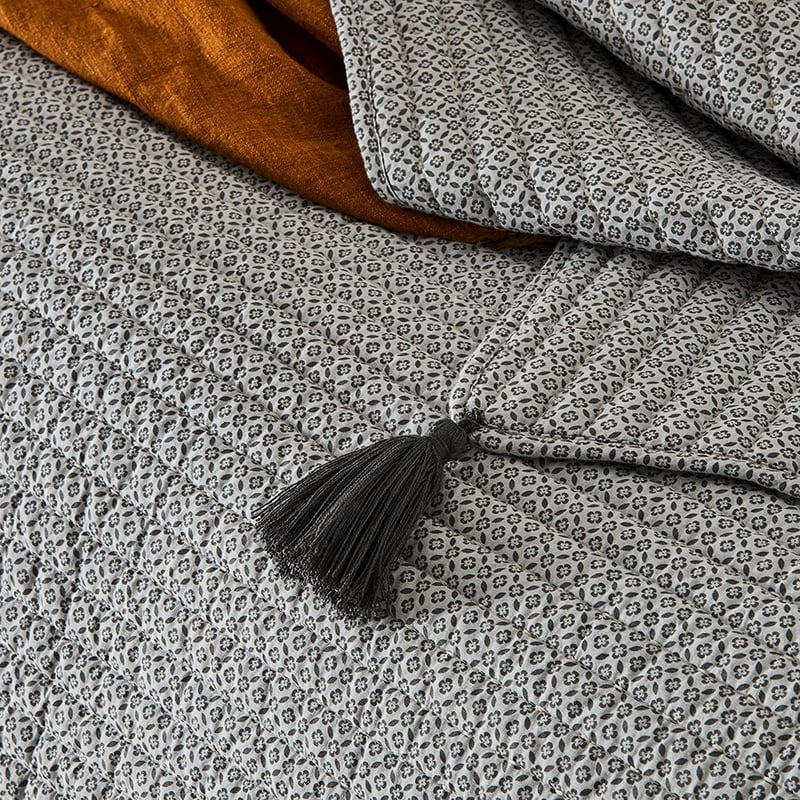 Camden Silver Floral Quilted Coverlet Separates