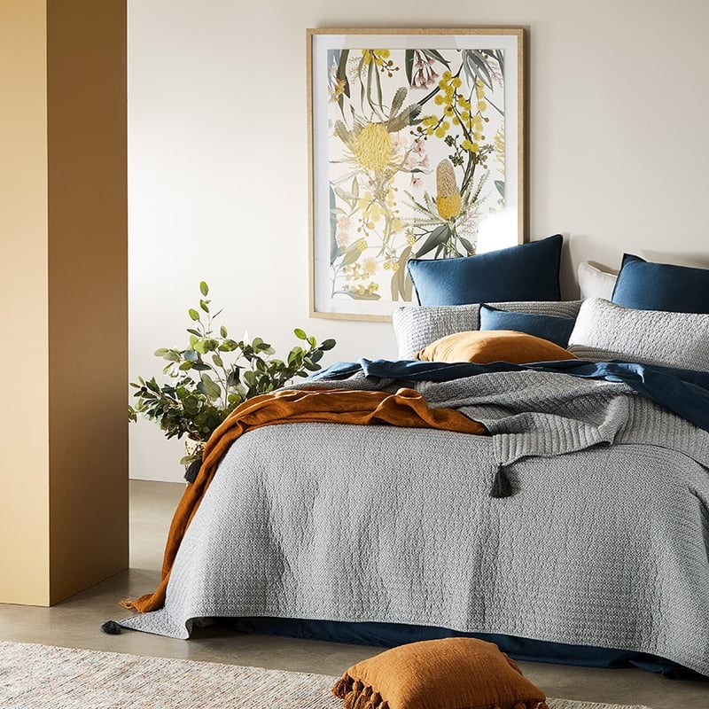 Camden Silver Floral Quilted Coverlet Separates