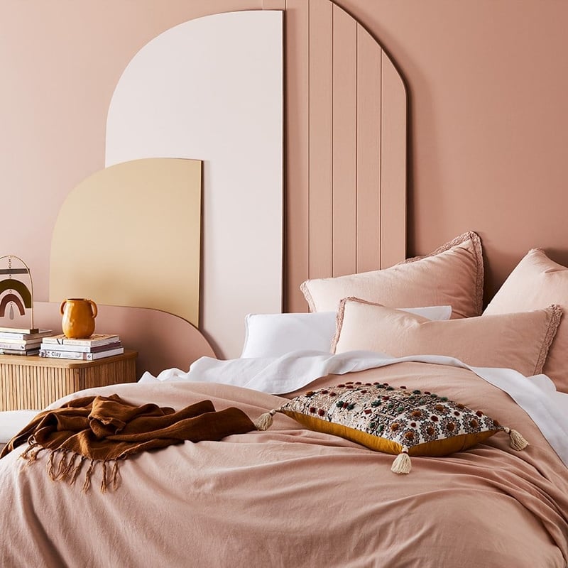 Vintage Washed Linen Cotton Lace Rose Dust Quilt Cover Separates