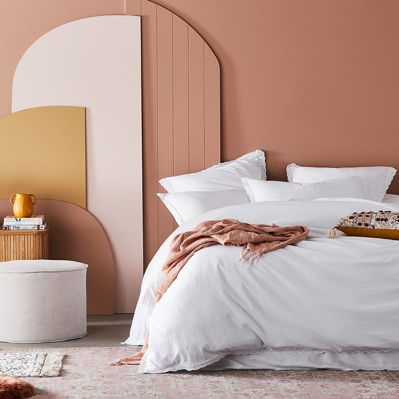 Vintage Washed Linen Cotton Lace White Quilt Cover Separates