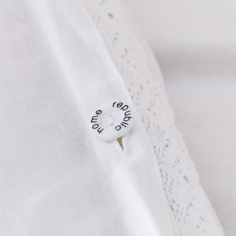 Vintage Washed Linen Cotton Lace White Quilt Cover Separates