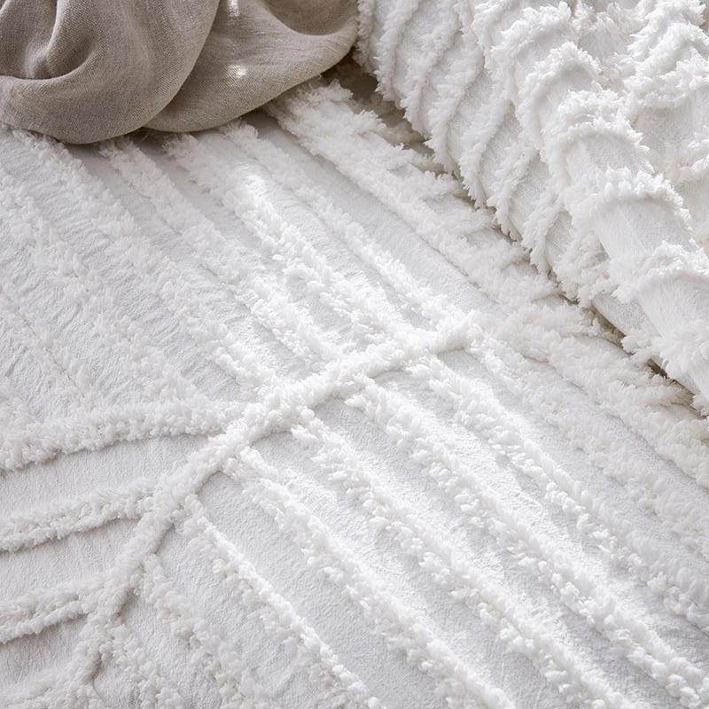 Kian Chenille Off White Quilt Cover Separates