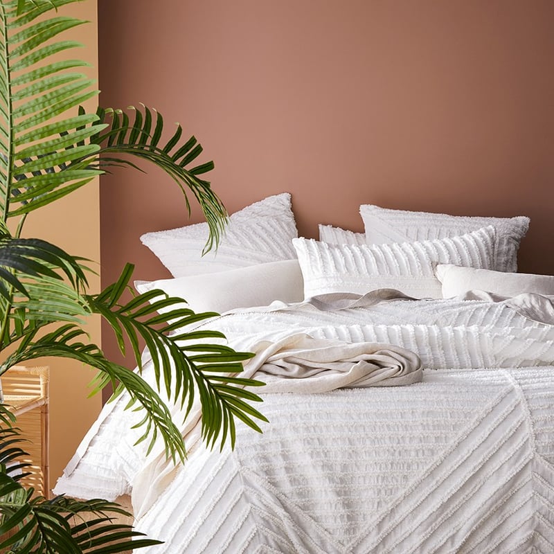 Kian Chenille Off White Quilt Cover Separates