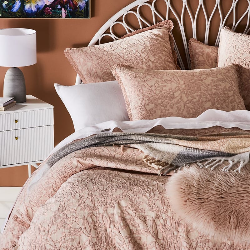 Giselle Matelasse Blush Quilt Cover Separates