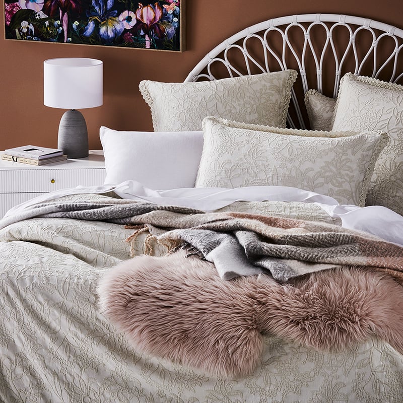 Giselle Matelasse Ivory Quilt Cover Separates