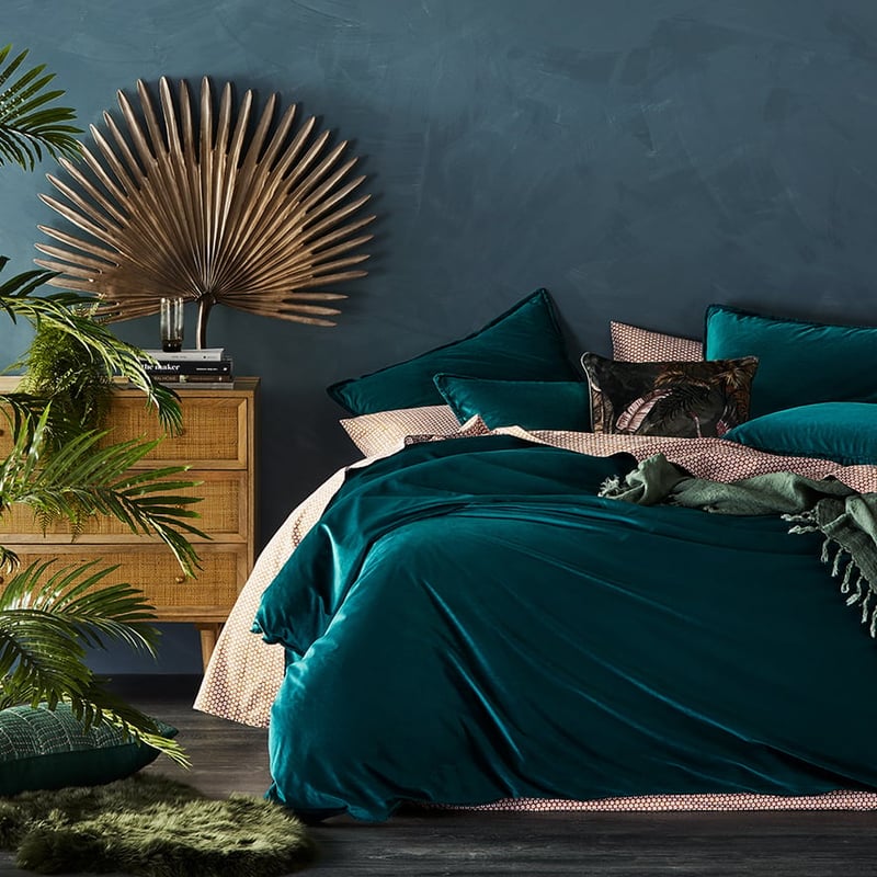 Columbia Fringe Velvet Queen Peacock Quilt Cover Separates