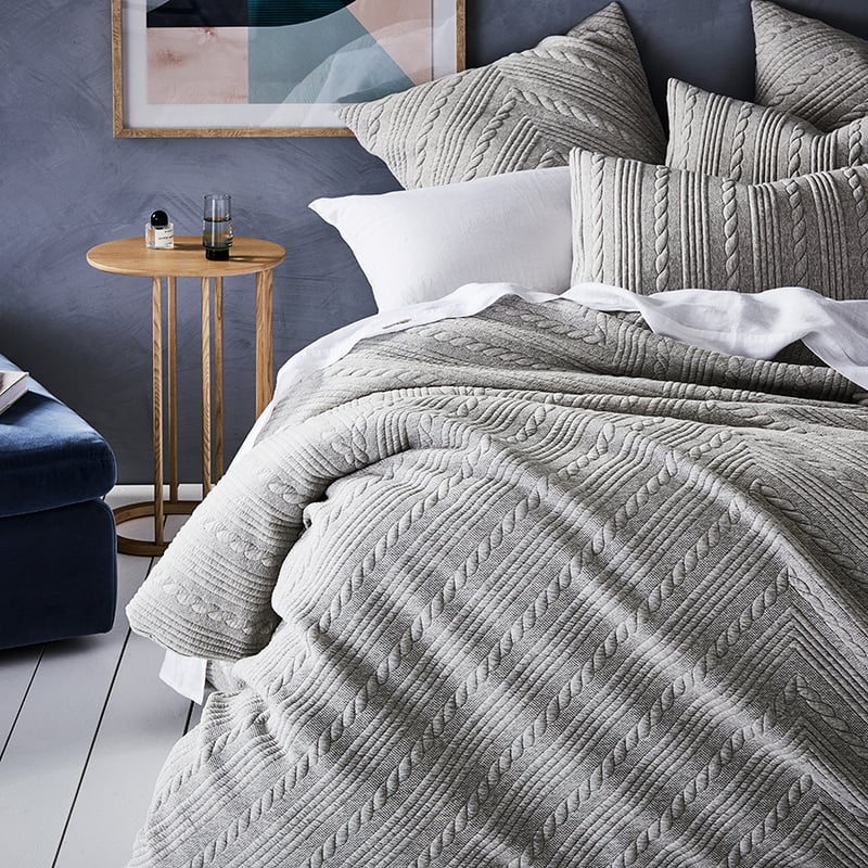 Maize Jersey Queen Grey Marle Quilted Quilt Cover Separates