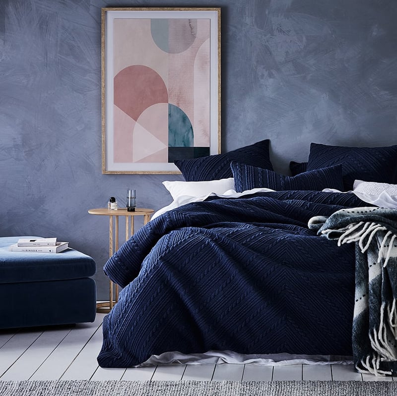 Maize Jersey Queen Navy Quilted Quilt Cover Separates