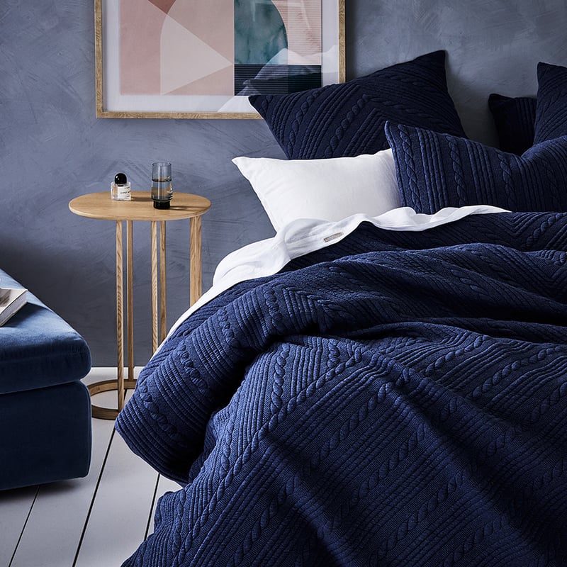 Maize Jersey Queen Navy Quilted Quilt Cover Separates