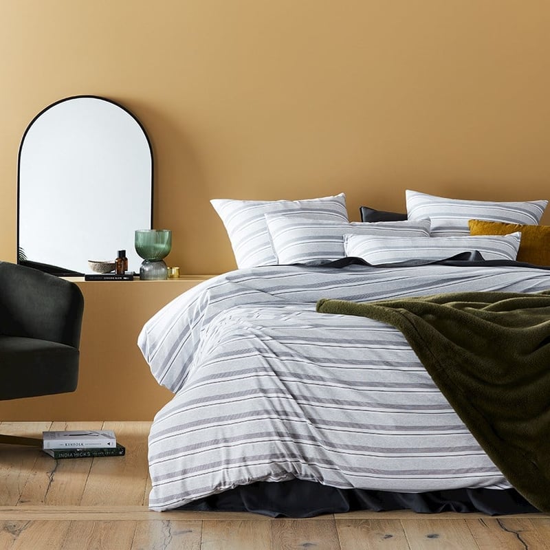 Bamboo Cotton Jersey Grey Stripe Quilt Cover Separates