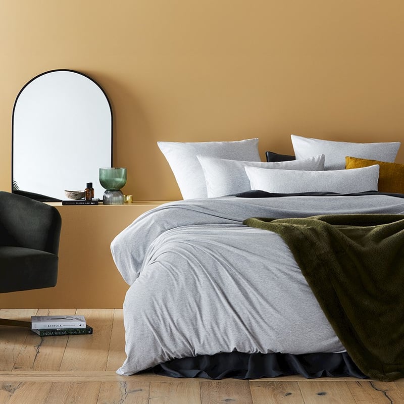 Bamboo Cotton Jersey Grey Stripe Quilt Cover Separates