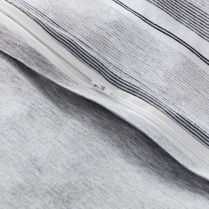 Bamboo Cotton Jersey Grey Stripe Quilt Cover Separates