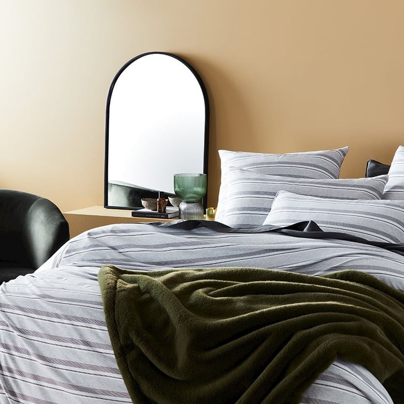 Bamboo Cotton Jersey Grey Stripe Quilt Cover Separates