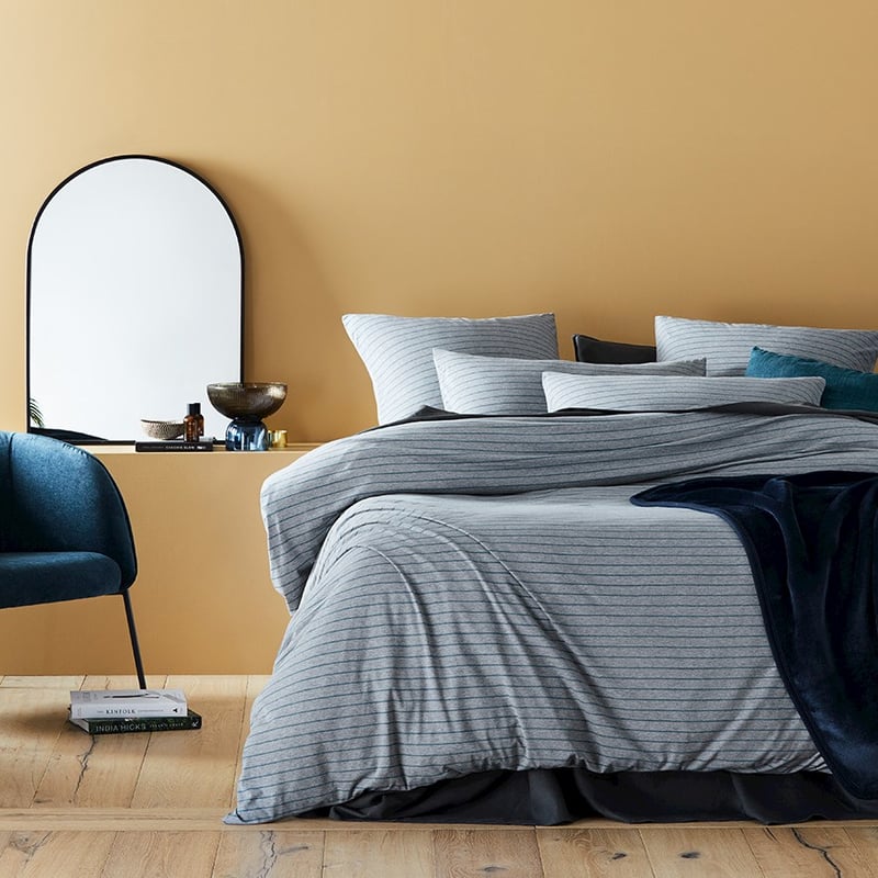 Bamboo Cotton Jersey Teal Stripe Quilt Cover Separates