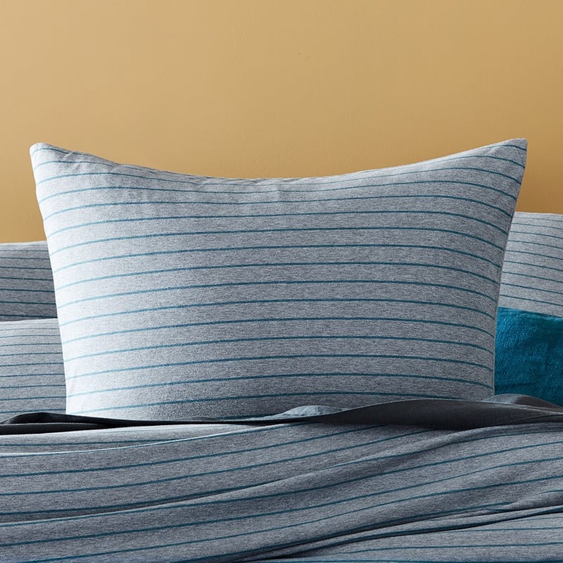 Bamboo Cotton Jersey Teal Stripe Quilt Cover Separates