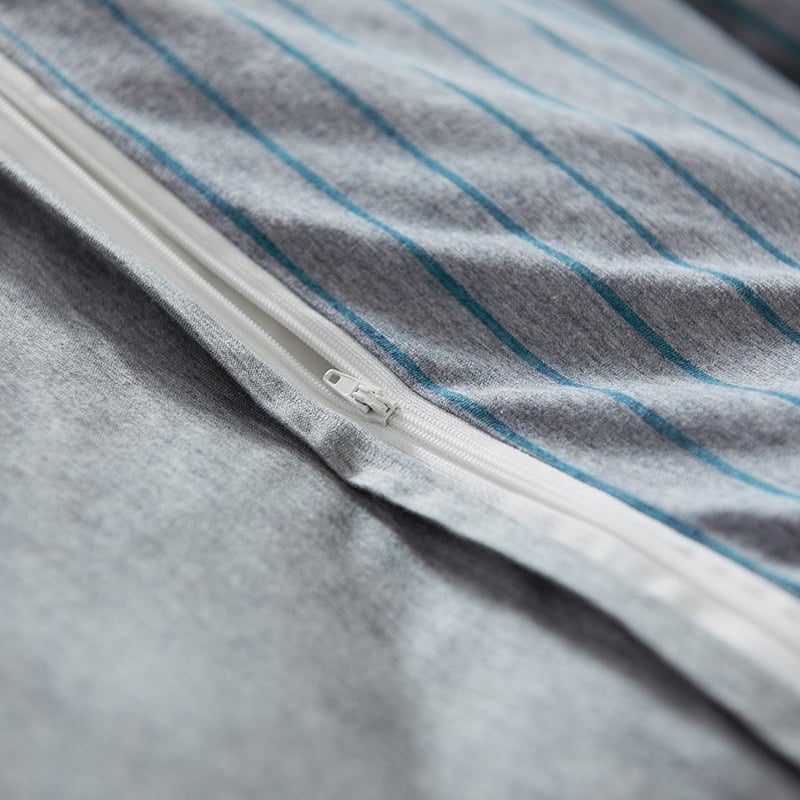 Bamboo Cotton Jersey Teal Stripe Quilt Cover Separates