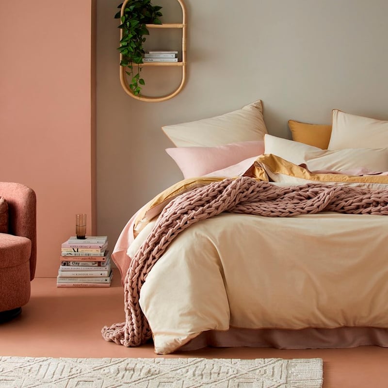 Two Toned Stonewashed Cashew Quilt Cover Set + Separates