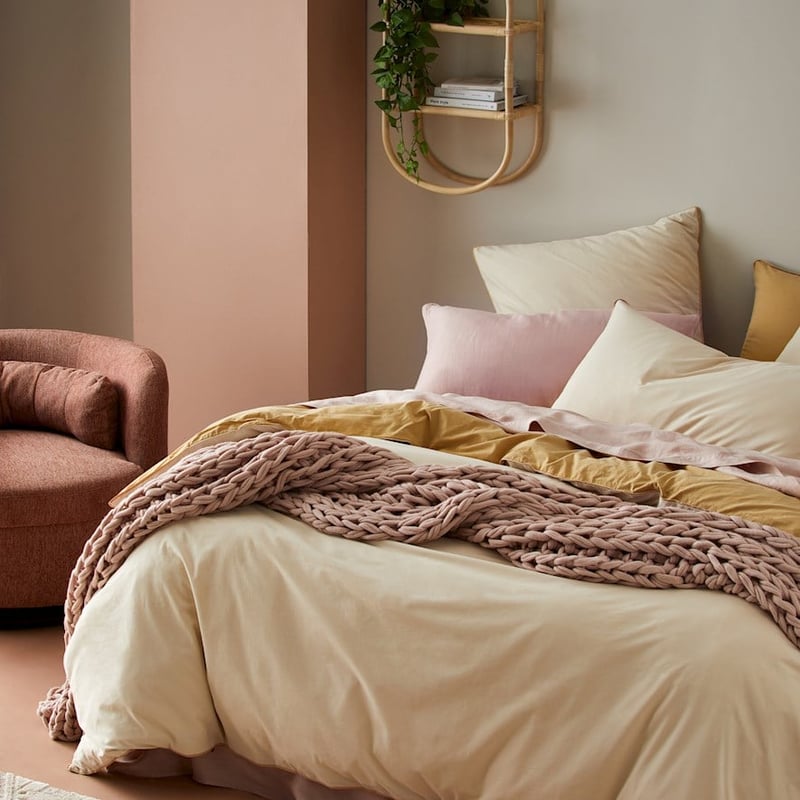 Two Toned Stonewashed Cashew Quilt Cover Set + Separates