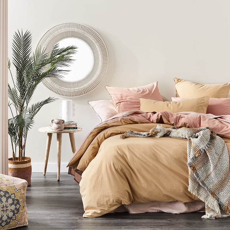 Two Toned Stonewashed Peach Quilt Cover Set + Separates