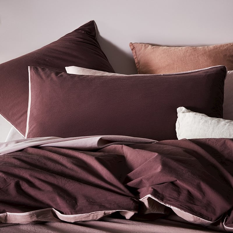 Two Toned Stonewashed Plum Quilt Cover Set + Separates