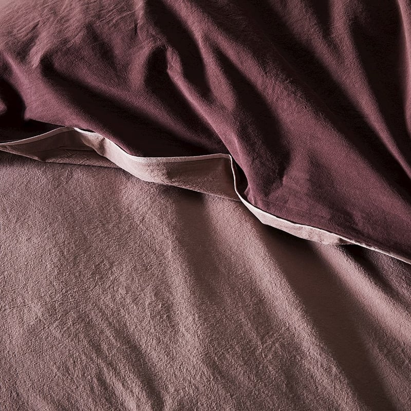 Two Toned Stonewashed Plum Quilt Cover Set + Separates