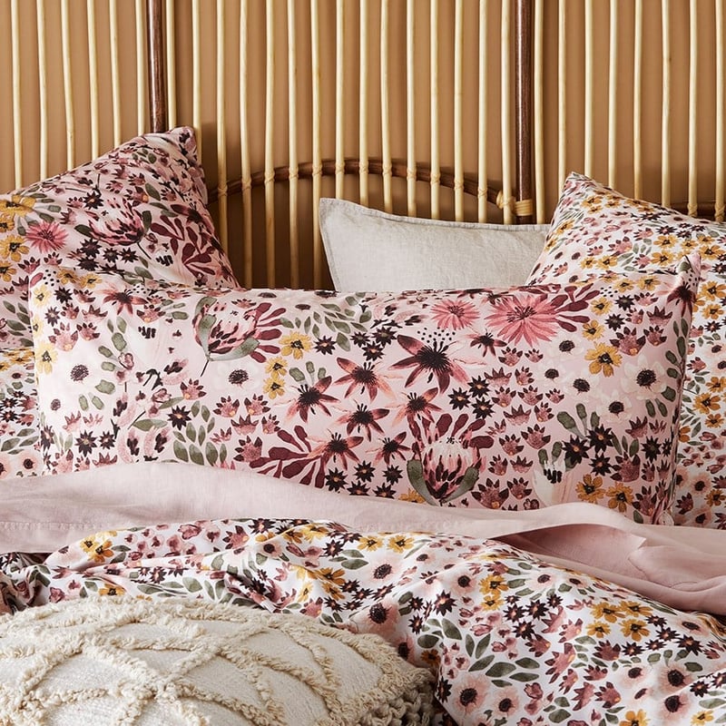 Jessie Bamboo Cotton Dusty Pink Quilt Cover Set + Separates