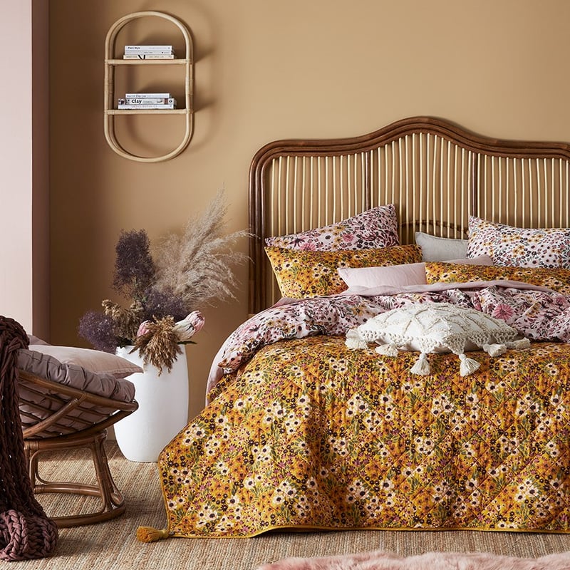 Jessie Bamboo Cotton Mustard Coverlet Separates