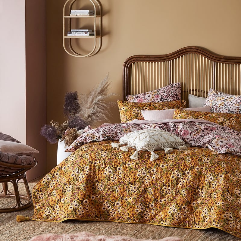 Jessie Bamboo Cotton Mustard Coverlet Separates