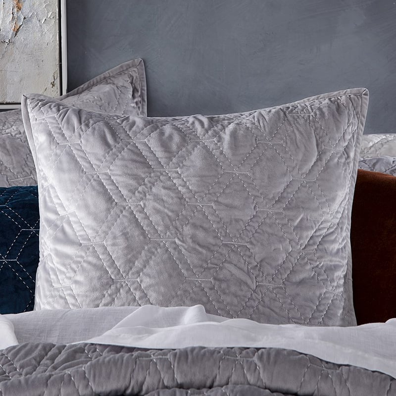 Valentina Velvet Silver Quilted Coverlet Separates