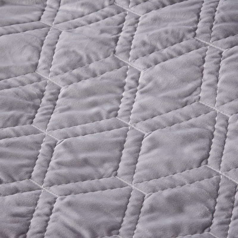 Valentina Velvet Silver Quilted Coverlet Separates