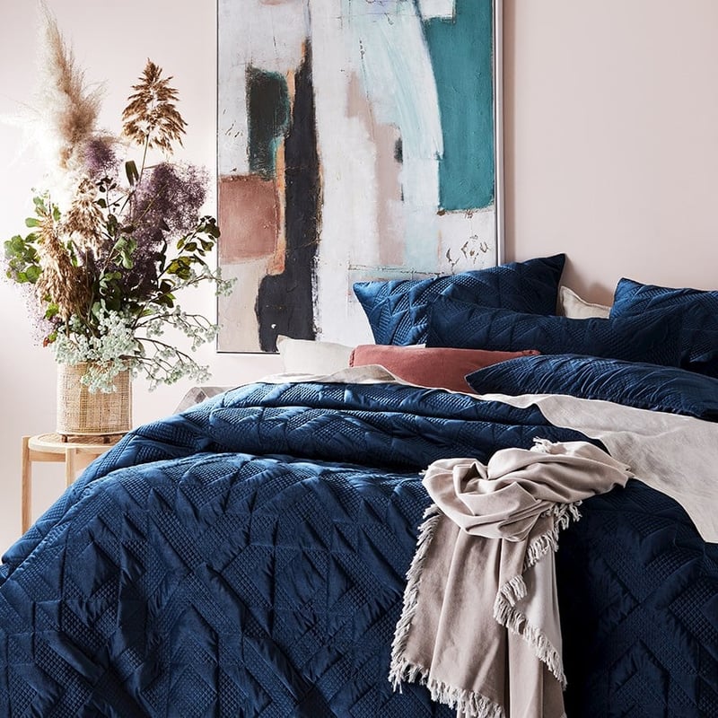 Gemini Velvet Navy Quilted Quilt Cover Separates