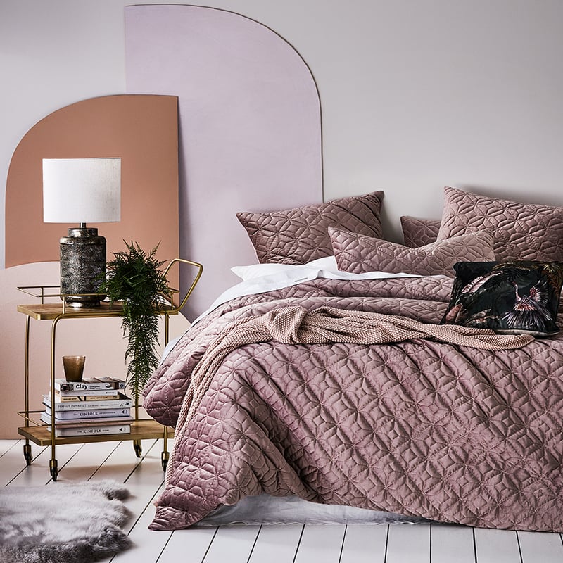 Denver Velvet Queen Flower Quilted Quilt Cover Separates