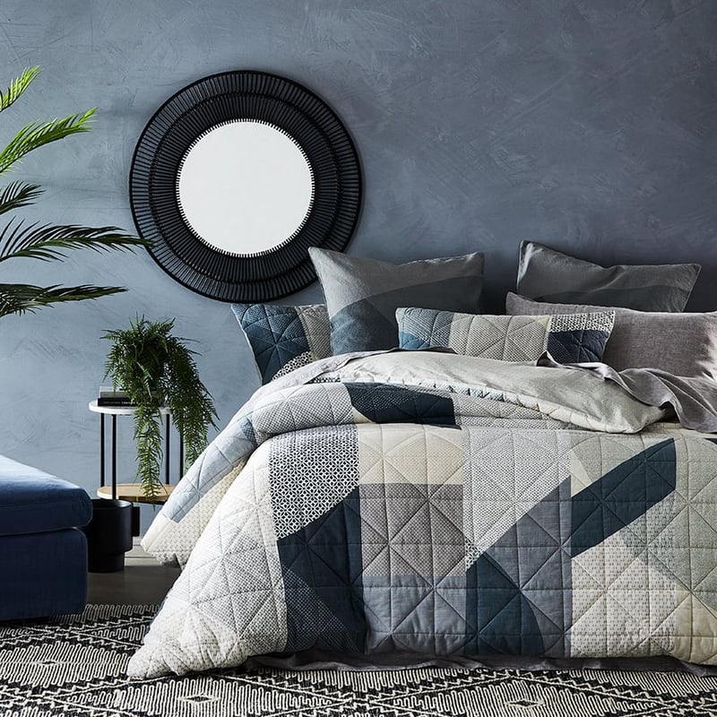 Helsinki Queen Blue Quilted Quilt Cover Separates